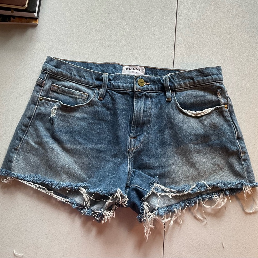 Frame Denim Women's Distressed Blue Jean Shorts